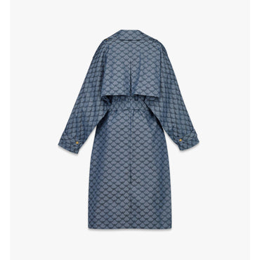 Women Trench Coat in Lauretos Denim Jacquard - Indigo