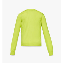 Women Cubic Logo Wool Cardigan - Acid Lime