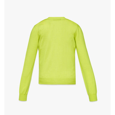 Women Cubic Logo Wool Cardigan - Acid Lime