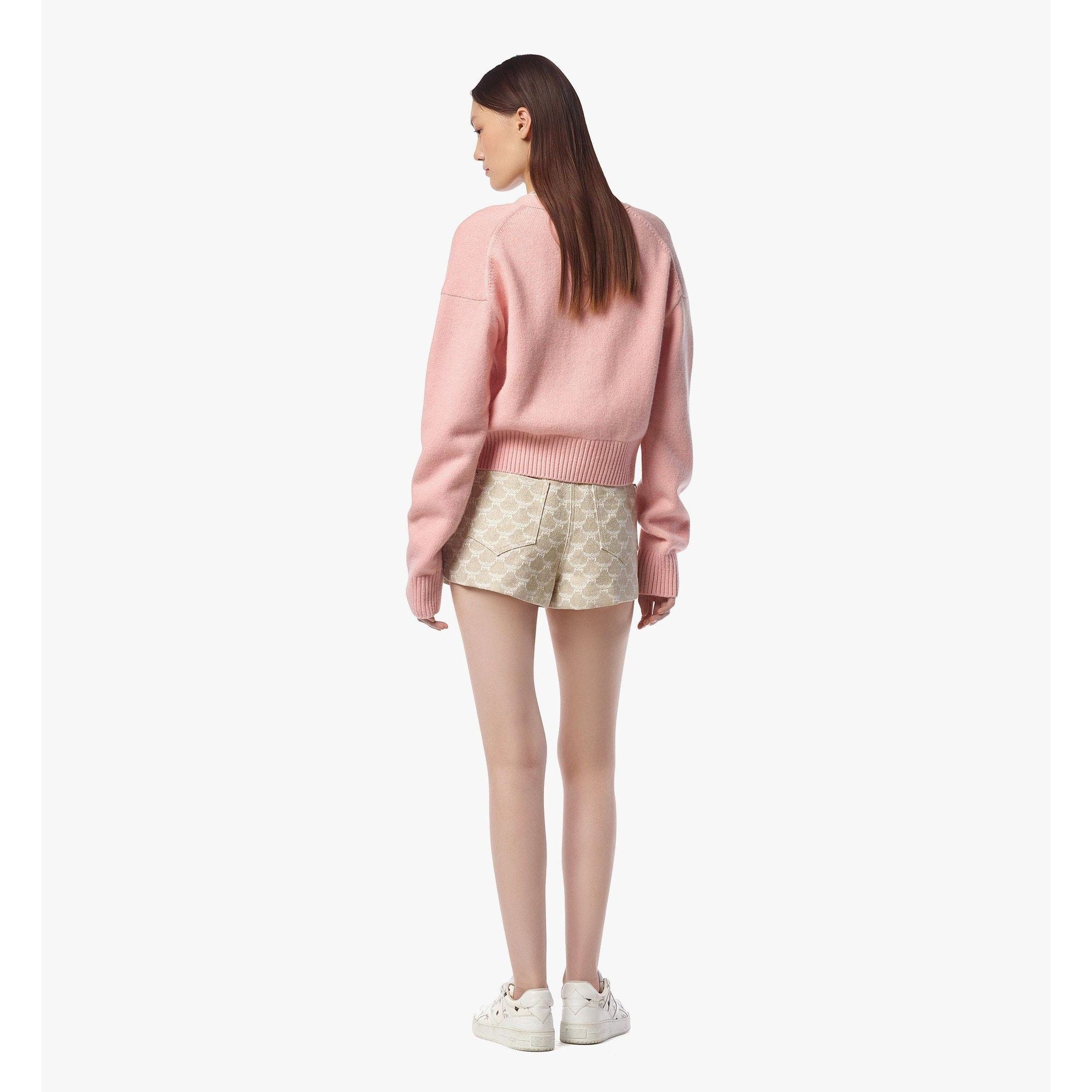Women Laurel Cropped Cardigan In Wool And Recycled Cashmere - Blush Pink