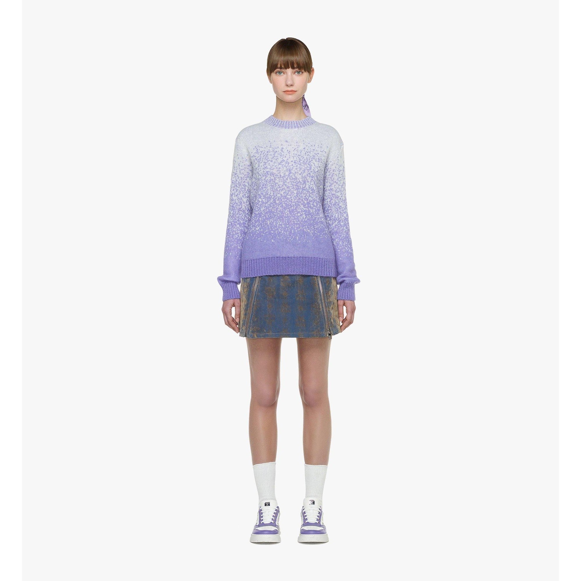 Women Jacquard Sweater in Gradation Mohair - Dahlia Purple