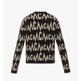 Women Monogram Jacquard Sweater in Recycled Cashmere - Black + Egret