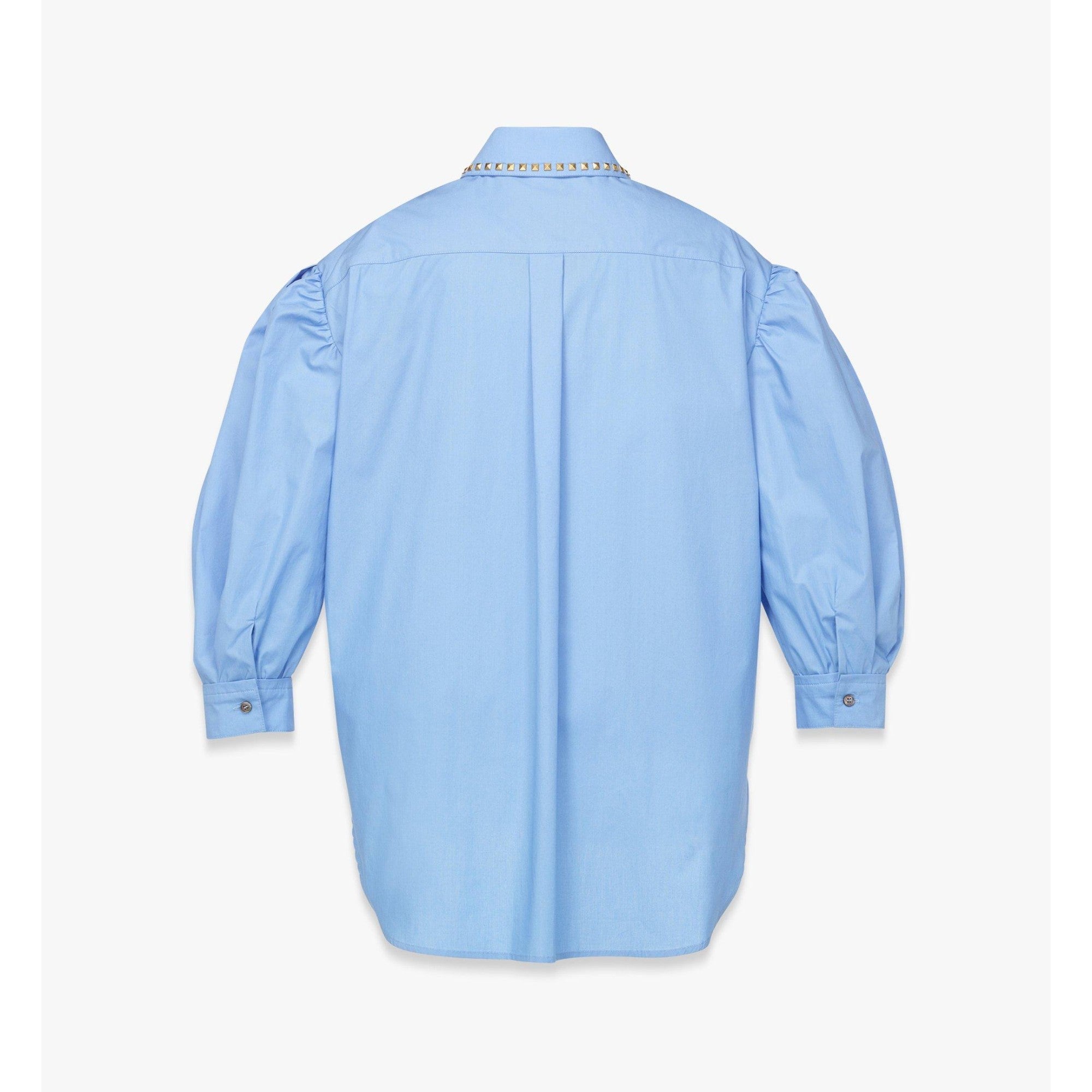 Women Three-Quarter Puff Sleeve Oversized Shirt - Della Robbia Blue