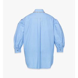 Women Three-Quarter Puff Sleeve Oversized Shirt - Della Robbia Blue