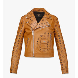 Women Upcycling Project Monogram Leather Jacket - Cognac