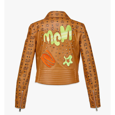 Women Upcycling Project Monogram Leather Jacket - Cognac