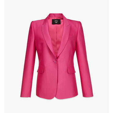 Women Power Blazer in Wool-Silk - Pink