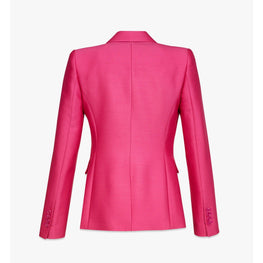 Women Power Blazer in Wool-Silk - Pink