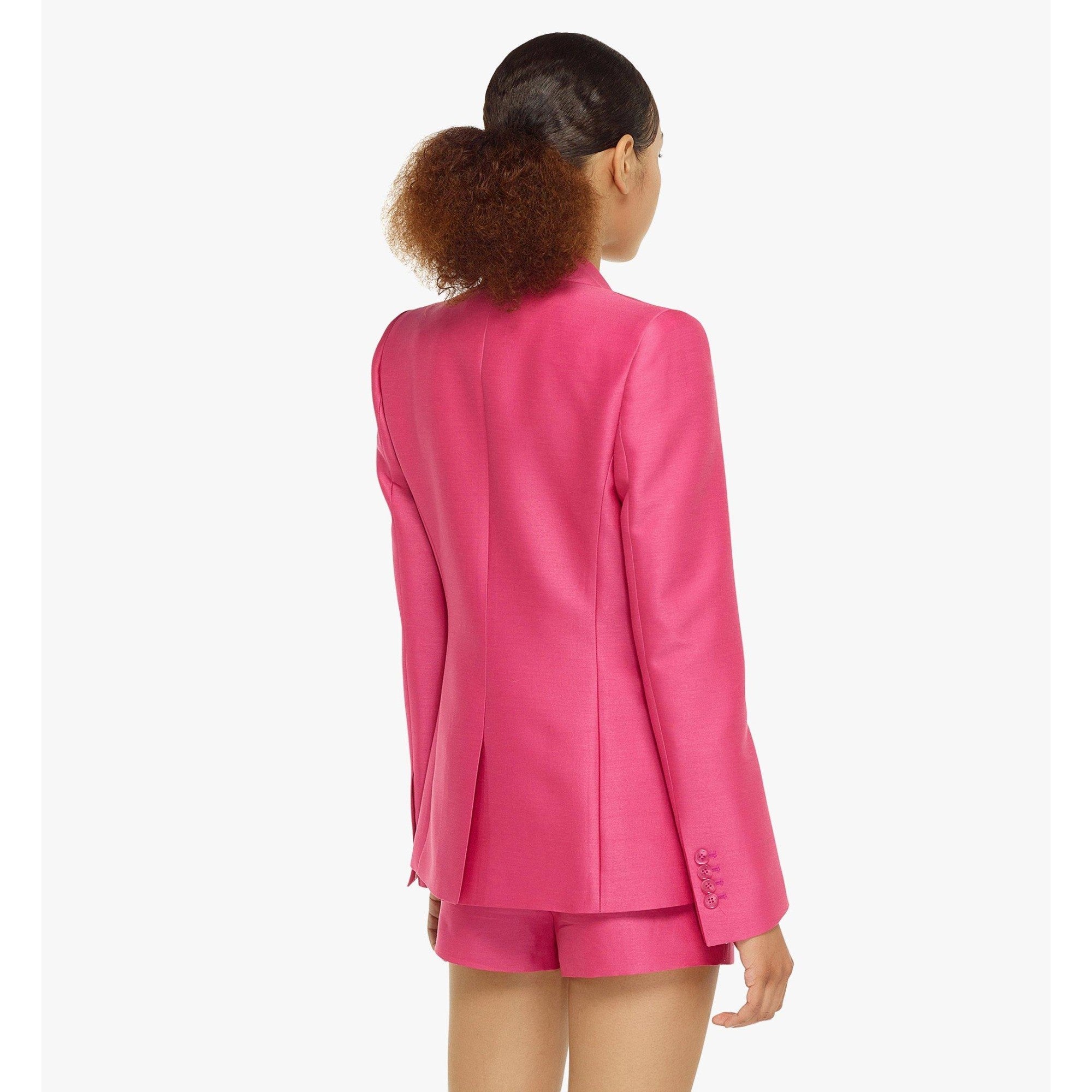 Women Power Blazer in Wool-Silk - Pink