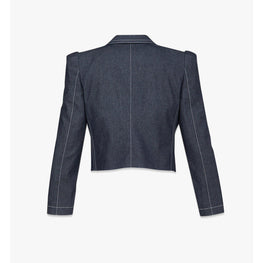 Women Cropped Denim Blazer - Indigo