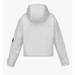 Women Cropped Cubic Logo Windbreaker - Blanc De Blanc