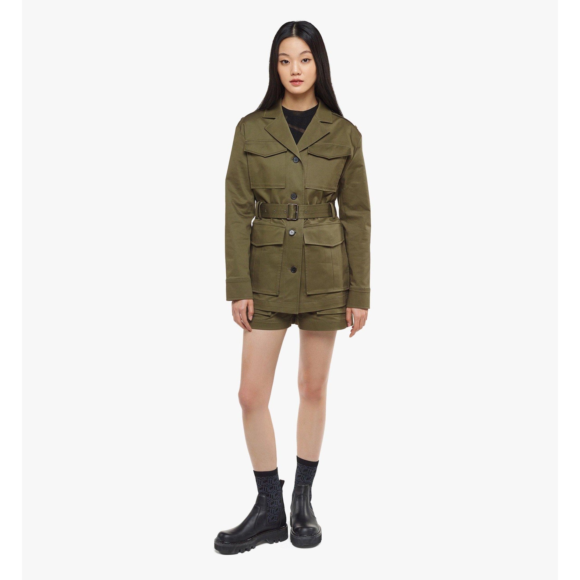 Women Meta Safari Jacket - Khaki