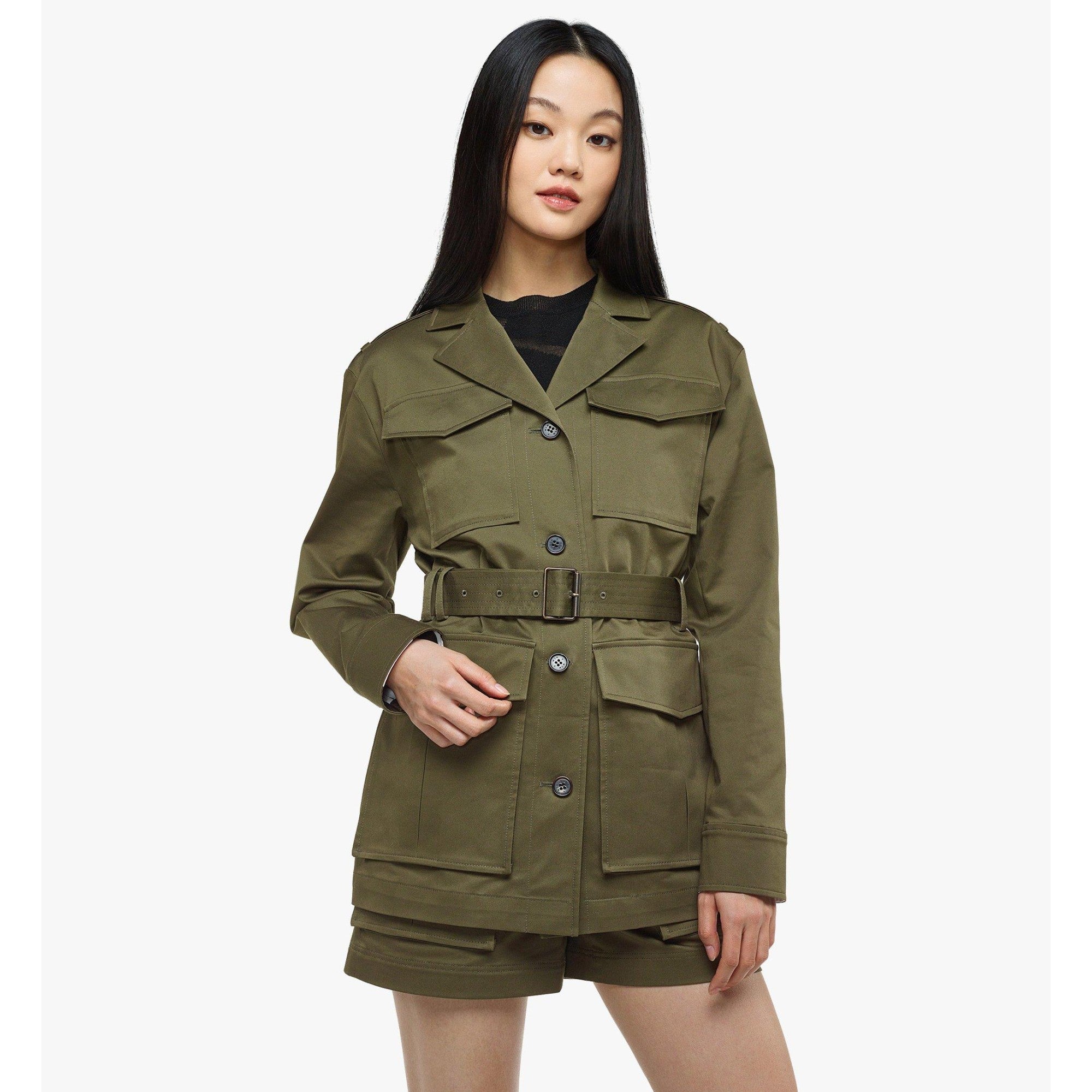 Women Meta Safari Jacket - Khaki