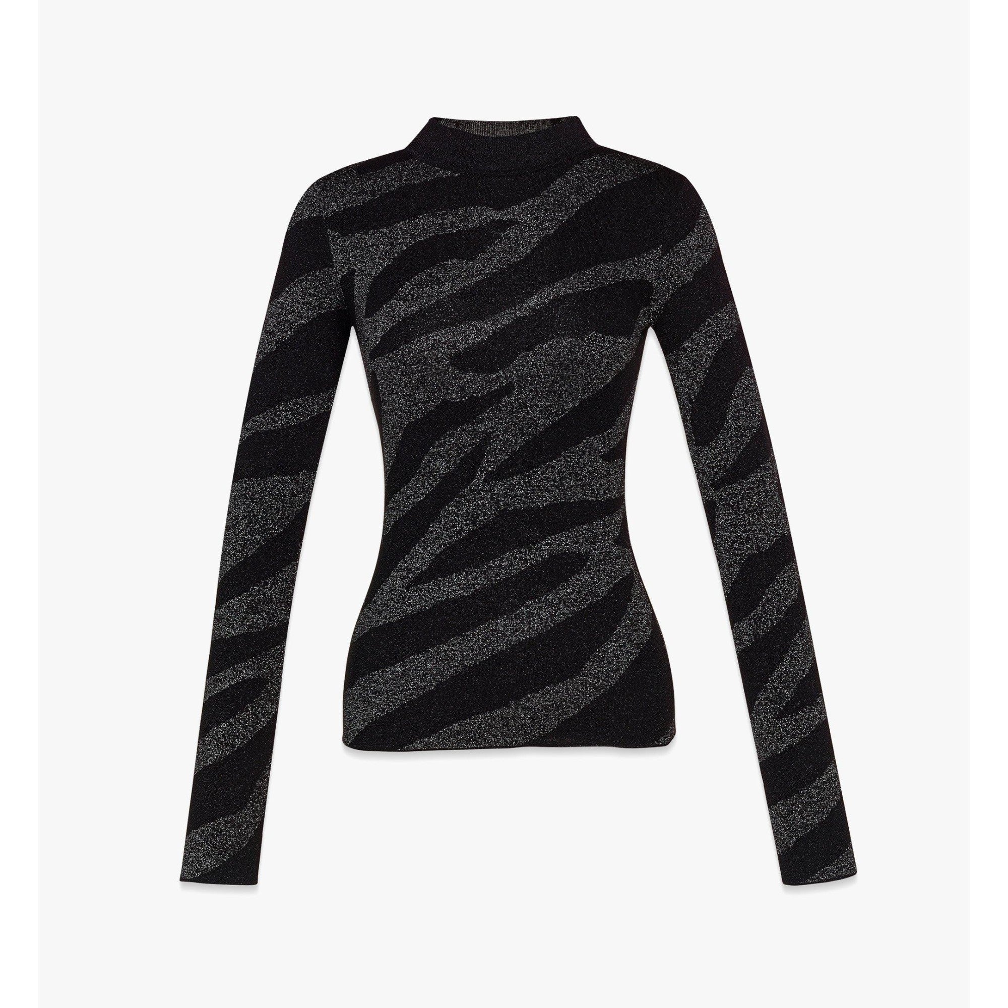 Women Meta Safari Knit Top - Black