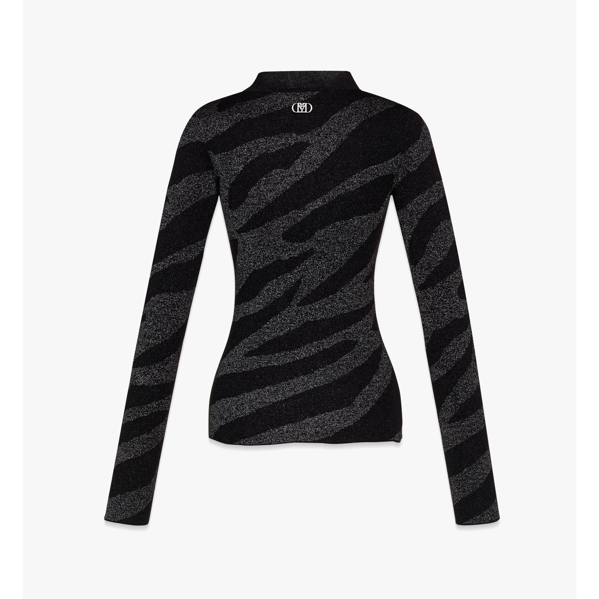 Women Meta Safari Knit Top - Black