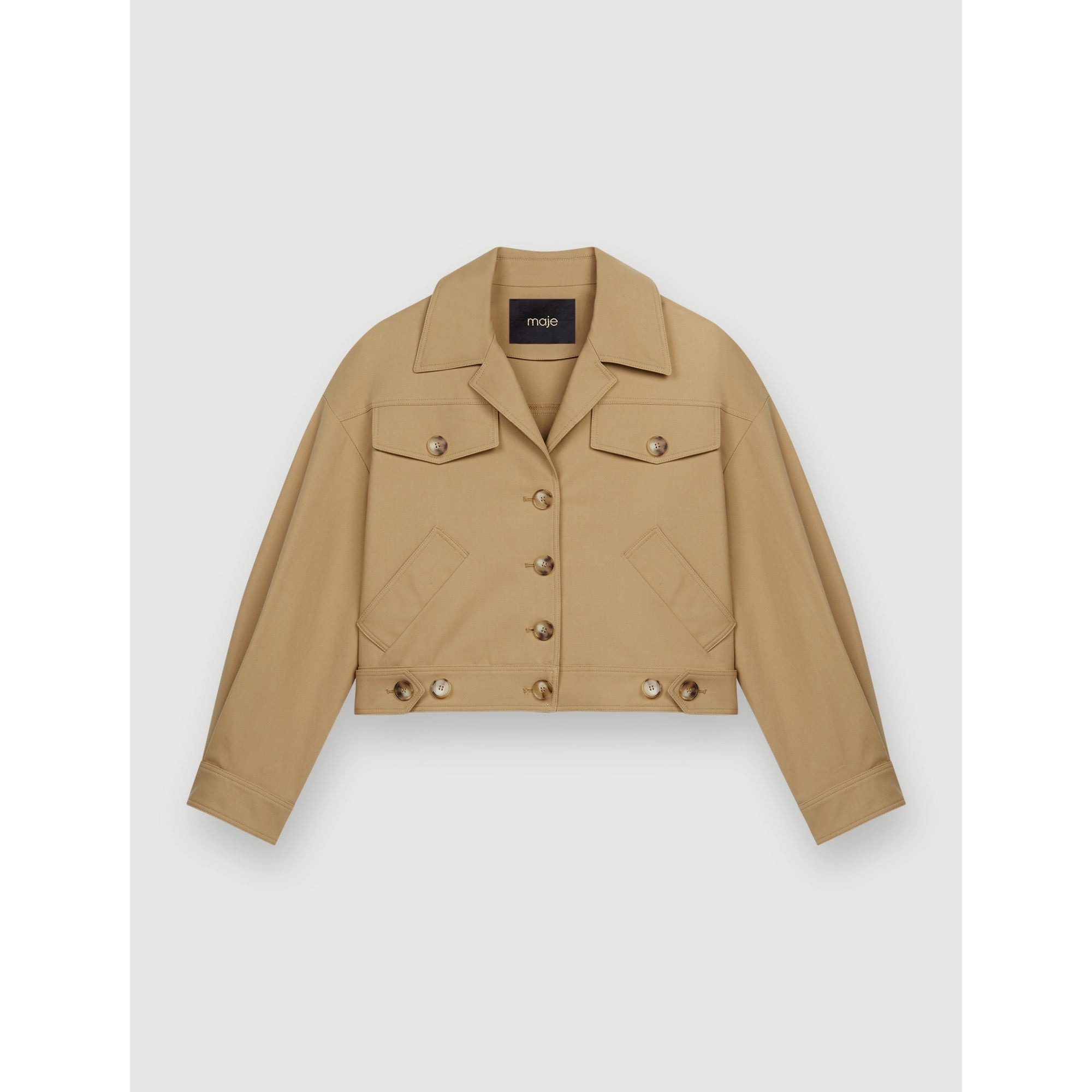 Women Cropped Cotton Jacket - Camel