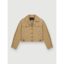 Women Cropped Cotton Jacket - Camel