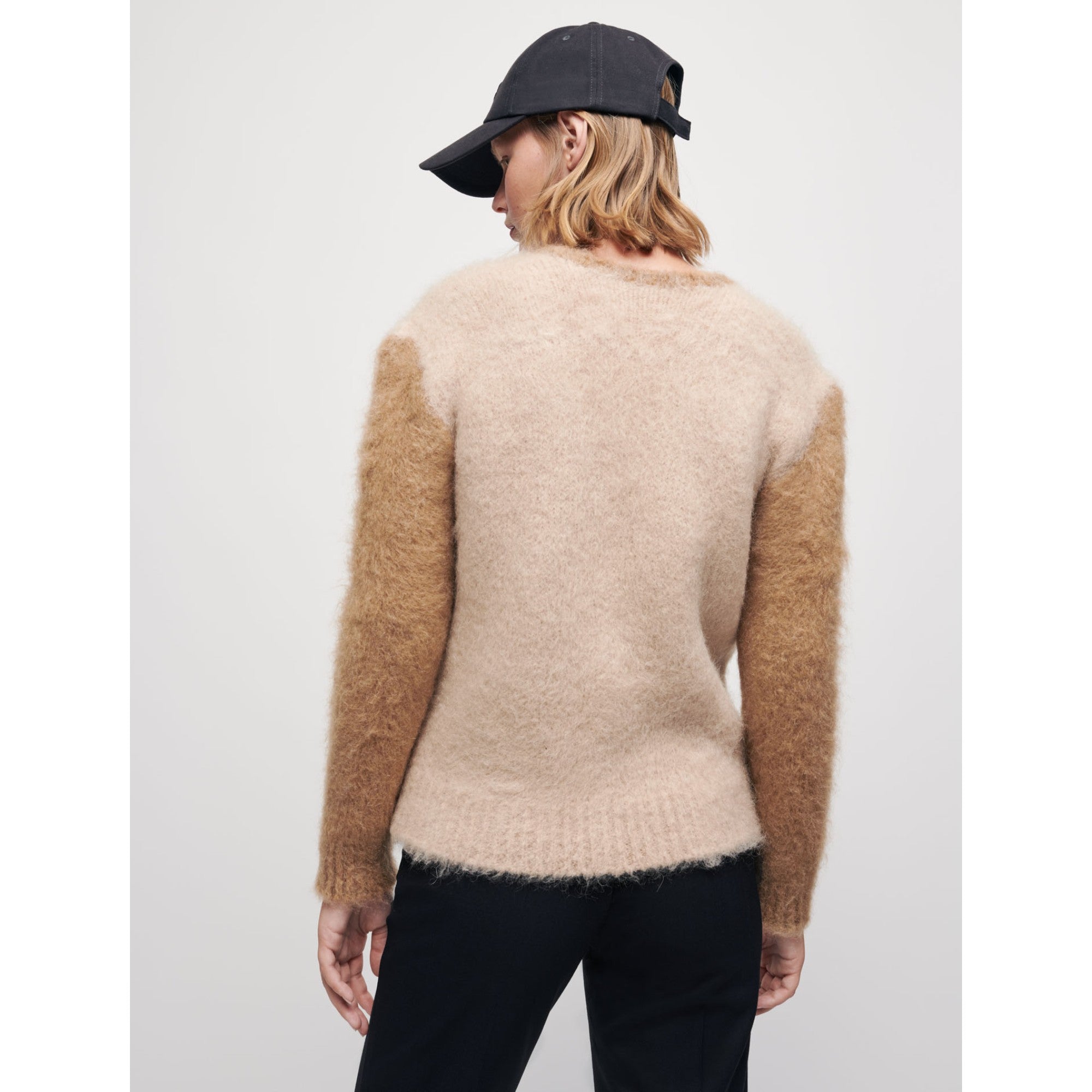 Women Brushed Mohair Cardigan - Camel