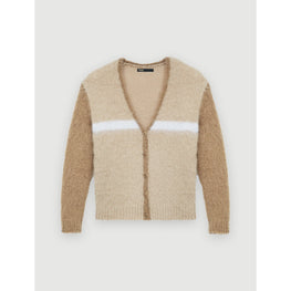 Women Brushed Mohair Cardigan - Camel