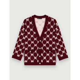 Women Maje Jacquard Knit Cardigan - Burgundy