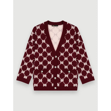 Women Maje Jacquard Knit Cardigan - Burgundy