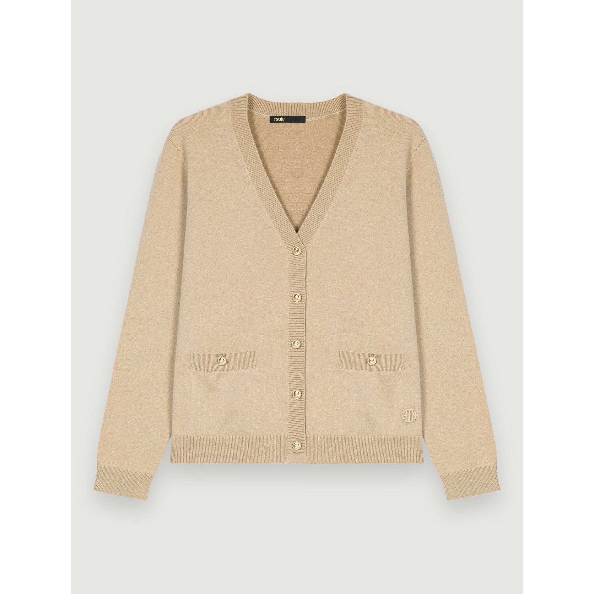 Women Beige Cashmere Cardigan - Beige