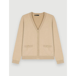 Women Beige Cashmere Cardigan - Beige