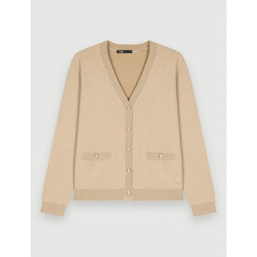 Women Beige Cashmere Cardigan - Beige