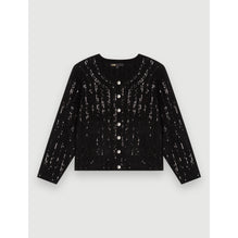 Women Mohair Blend Cardigan With Jewel Buttons - Black