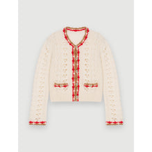 Women Cardigan In Openwork And Contrasting - Ecru