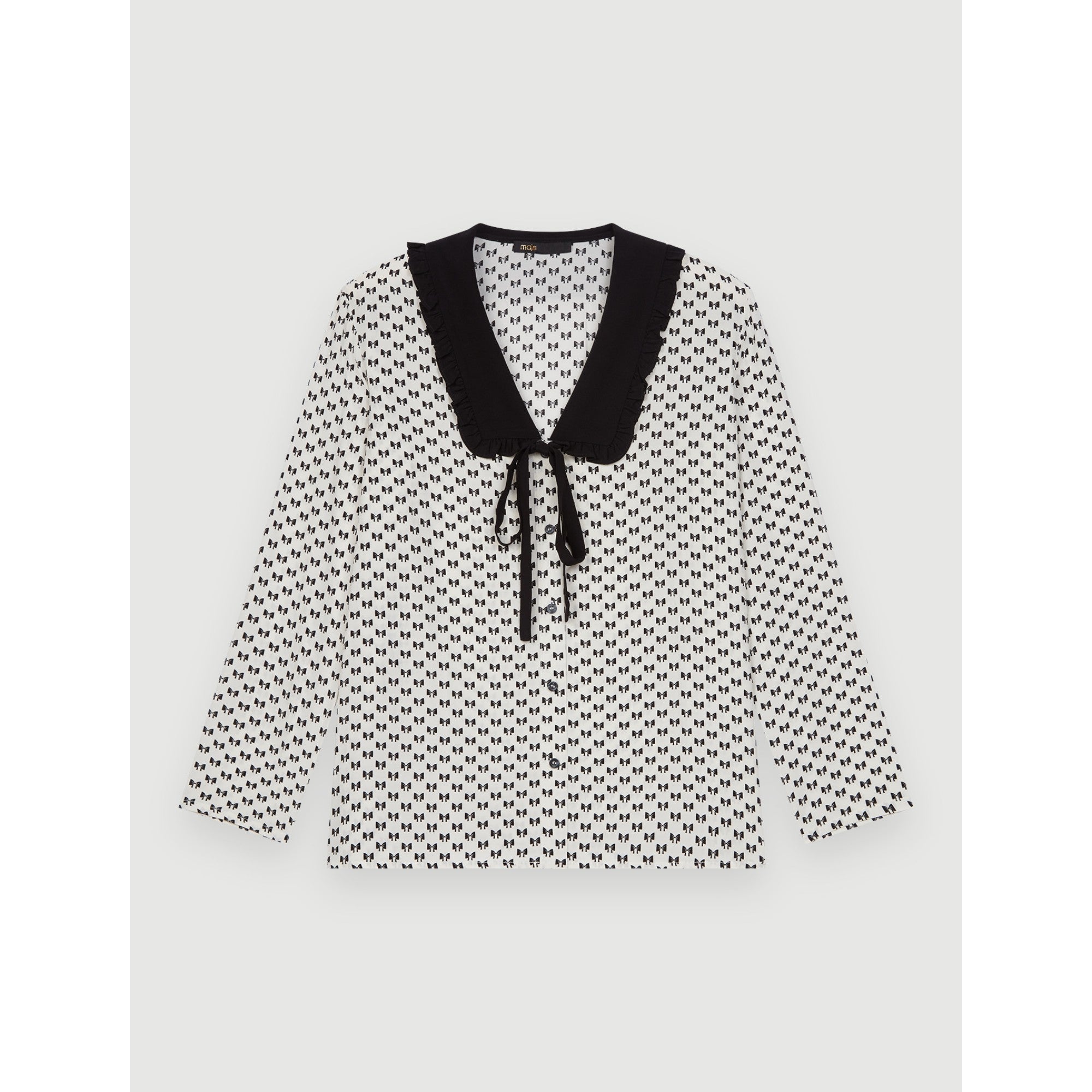 Women Crêpe Bow Print Shirt  - Ecru Knots