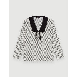 Women Crêpe Bow Print Shirt- Ecru Knots