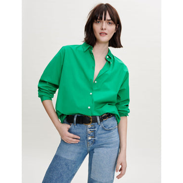 Women Oversized Coloured Poplin Shirt - Green