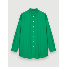 Women Oversized Coloured Poplin Shirt - Green