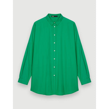 Women Oversized Coloured Poplin Shirt - Green