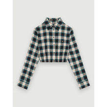 Women Cotton Check Cropped Shirt - Green