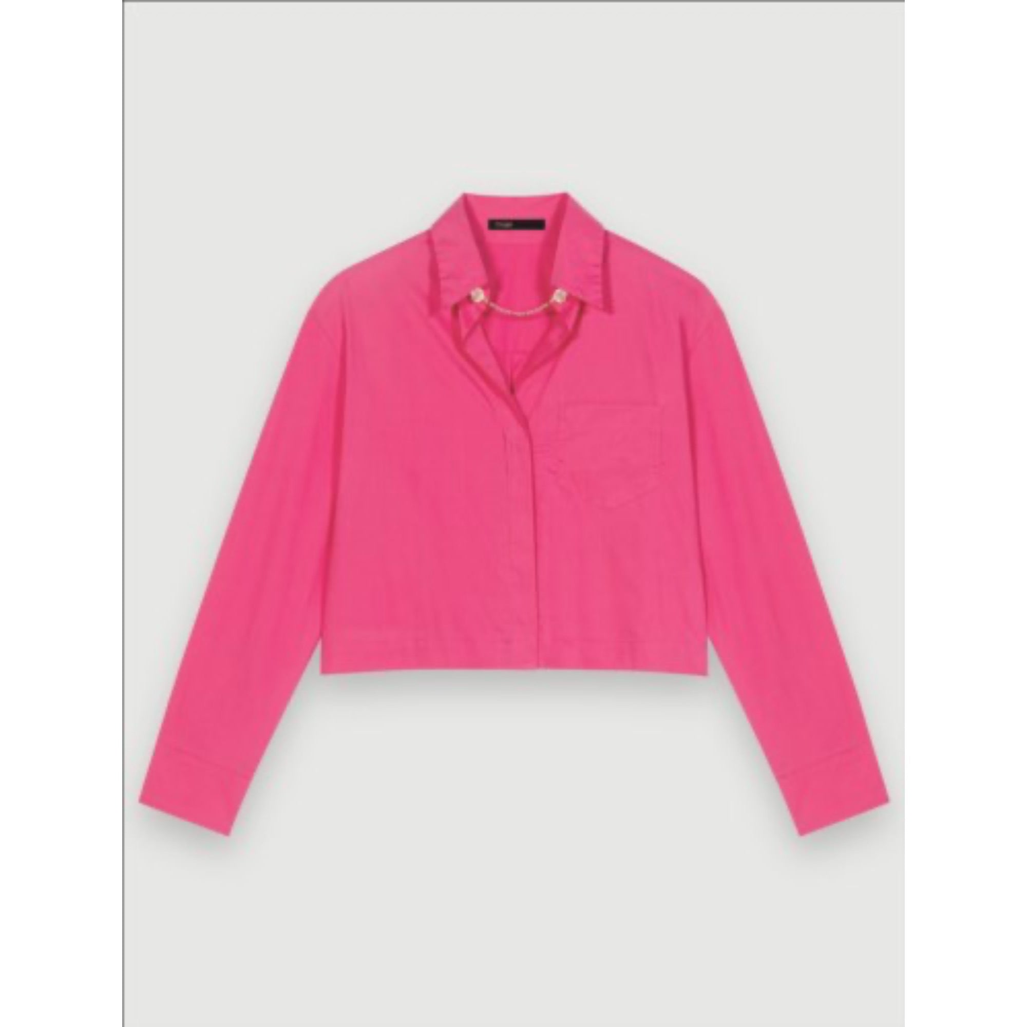 Women Cropped Cotton Shirt - Fuchsia