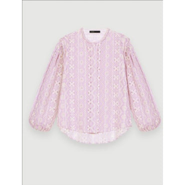 Women Embroidered Cotton Shirt - Parma Violet