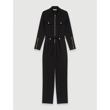 Women Zip-Up Crepe Jumpsuit - Black