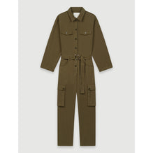 Women Combat-Style Workwear Jumpsuit - Khaki