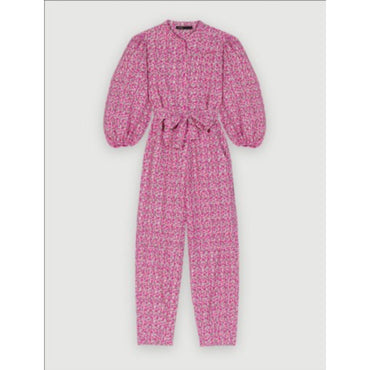 Women Floral Printed Jumpsuit - Fuchsia Embroderied Flowers