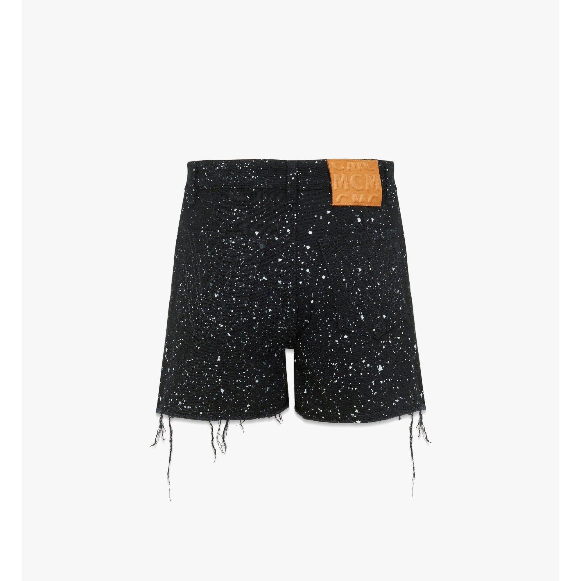 Women Galaxy Print Denim Shorts - Black