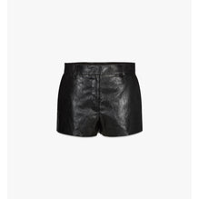 Women Shorts in Crushed Faux Leather - Black