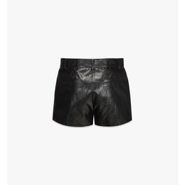 Women Shorts in Crushed Faux Leather - Black