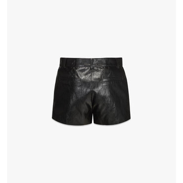 Women Shorts in Crushed Faux Leather - Black