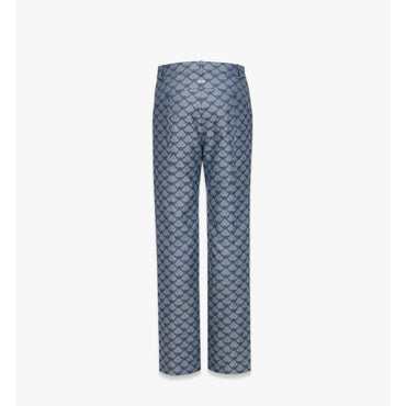 Women Flared Pants in Lauretos Denim Jacquard - Indigo