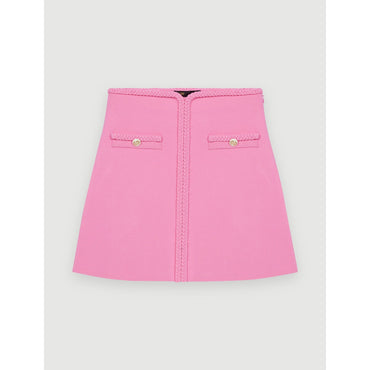 Women Knit Skirt With Braided Trim - Pink