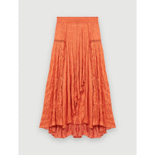 Women Crinkle-Effect Satin Skirt - Orange