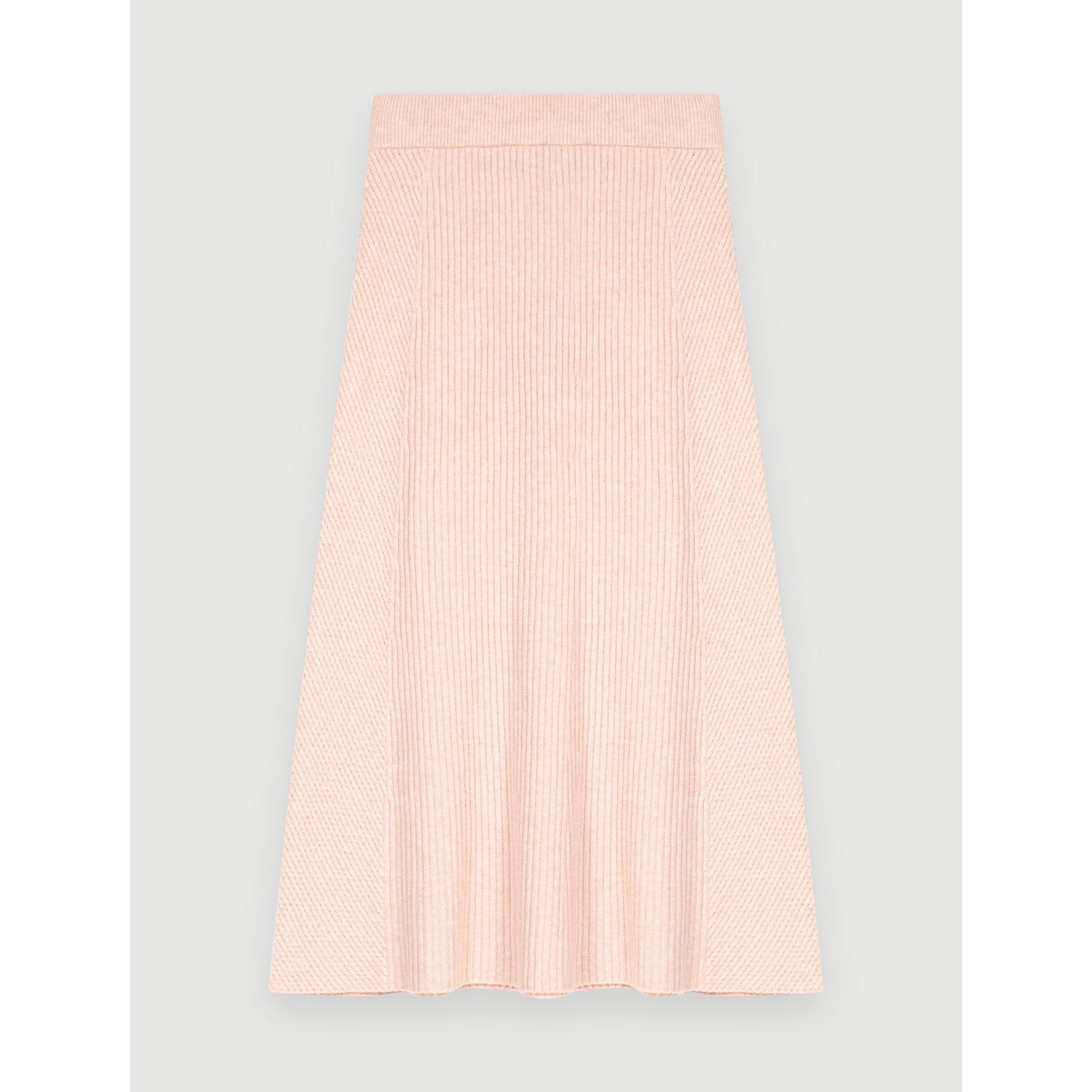 Women Ribbed Stretch-Knit Midi Skirt - Pale Pink