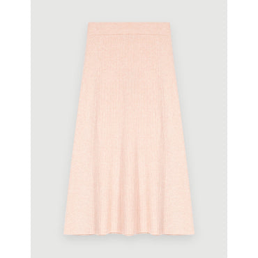 Women Ribbed Stretch-Knit Midi Skirt - Pale Pink